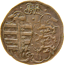 Rechenpfennig Sachsen 1677, Rs